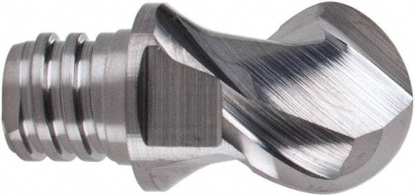 Iscar - MM EBA Grade IC08 Carbide Ball Nose Milling Tip Insert - Uncoated, 2 Flutes, 3/8" Cutting Diam, 0.27" Depth of Cut, 0.51" Extension, 3/16" Cnr Rad, 45° Helix - Apex Tool & Supply