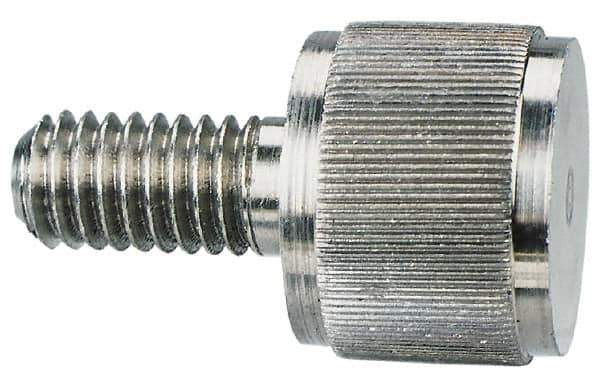 Morton Machine Works - 5/16-18 Knurled Shoulderless Grade 300 Stainless Steel Thumb Screw - 1-3/4" OAL, 3/4" Head Diam x 9/16" Head Height - Apex Tool & Supply