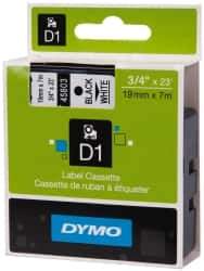 Dymo - 276" Long, Black Label Tape - 3/4" Wide, 23' Long - Apex Tool & Supply
