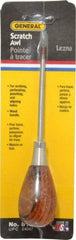 General - 6-1/2" OAL Steel Scratch Awl - Hardwood Handle - Apex Tool & Supply