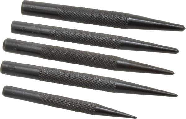 Value Collection - 5 Piece, 1/16 to 5/32", Center Punch Set - Round Shank, Comes in Vinyl Pouch - Apex Tool & Supply