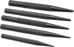 Value Collection - 5 Piece, 1/16 to 5/32", Center Punch Set - Round Shank, Comes in Vinyl Pouch - Apex Tool & Supply