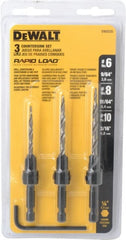 DeWALT - 3 Piece, 0.13 to 0.19" Head Diam, 77 to 83° Included Angle, Single End Countersink Set - Apex Tool & Supply