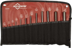 Mayhew - 12 Piece, 1/16 to 1/2", Roll Pin Punch Set - Round Shank, Comes in Vinyl Roll - Apex Tool & Supply