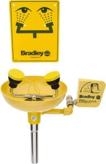 Bradley - Wall Mount, Plastic Bowl, Eye & Face Wash Station - 1/2" Inlet, 30 to 90 psi Flow, 3 GPM Flow Rate - Apex Tool & Supply