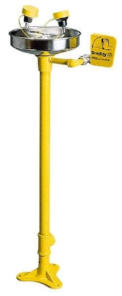 Bradley - Pedestal Mount, Plastic Bowl, Eye & Face Wash Station - 1/2" Inlet, 30 to 90 psi Flow, 3 GPM Flow Rate - Apex Tool & Supply
