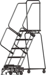 Ballymore - 83" 5 Step Ladder - Lock Step Rolling Safety Ladder, 450 Lb Capacity, 50" Platform Height, 24" Base Width x 43" Base Depth, Grip Strut - Apex Tool & Supply