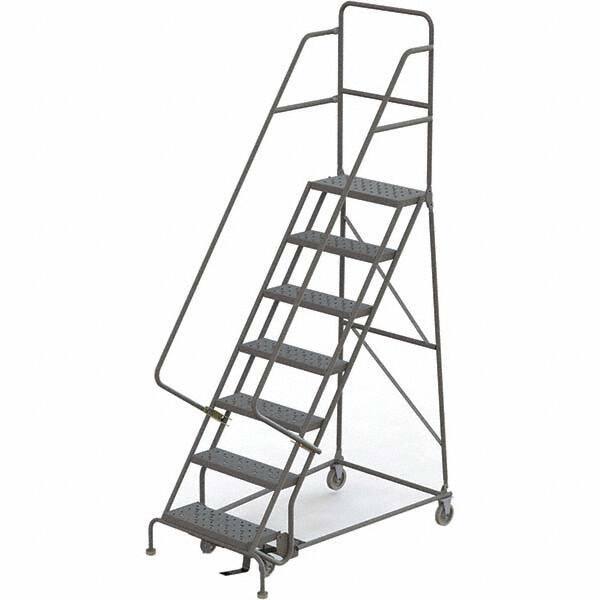 TRI-ARC - 103" 7 Step Ladder - 350 Lb Capacity, 70" Platform Height, 30" Base Width x 55" Depth, Perforated Tread - Apex Tool & Supply