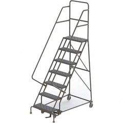 TRI-ARC - 103" 7 Step Ladder - 350 Lb Capacity, 70" Platform Height, 30" Base Width x 55" Depth, Perforated Tread - Apex Tool & Supply