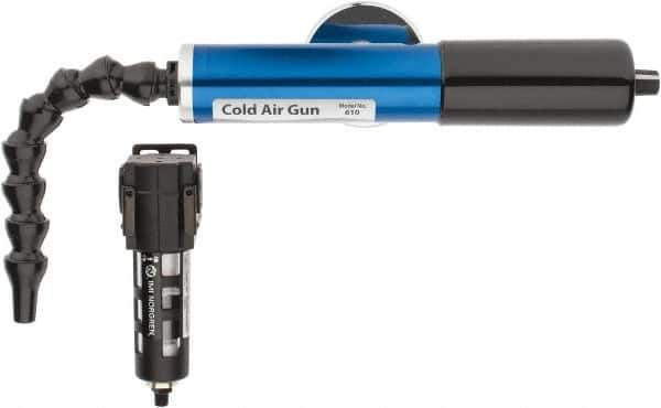 Vortec - 8" Long Hose, 900 BTU/Hr Air Capacity, 1 Outlet, Cold Air Gun Kit - 10-5/8" Tank/Unit Length, 6.63" High Tank/Unit, Includes Adjustable Cold Air Gun, Magnetic Base, 5 Micron Auto-Drain Filter - Apex Tool & Supply