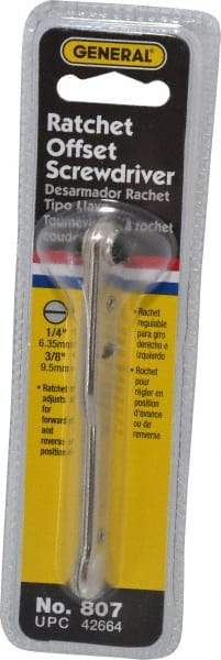 General - Ratcheting Offset Standard Slotted Screwdriver - 3-7/8" OAL - Apex Tool & Supply