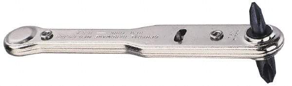 General - #1, #2 Phillips Point, Ratcheting Offset Phillips Screwdriver - 3-7/8" OAL - Apex Tool & Supply