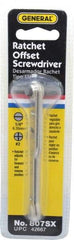 General - 1/4" Slotted Blade, #2 Phillips Point, Ratcheting Offset Slotted & Phillips Screwdriver Set - 3-7/8" OAL - Apex Tool & Supply