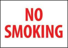 NMC - "No Smoking", 10" Long x 14" Wide, Rigid Plastic Safety Sign - Rectangle, 0.05" Thick, Use for Smoking Regulations - Apex Tool & Supply