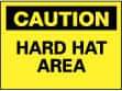 NMC - "Caution - Hard Hat Area", 10" Long x 14" Wide, Rigid Plastic Safety Sign - Rectangle, 0.05" Thick, Use for Accident Prevention - Apex Tool & Supply