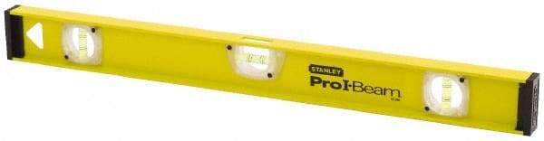 Stanley - 48" Long 3 Vial I-Beam Level - Aluminum, Yellow, 1 Level & 2 Plumb Vials - Apex Tool & Supply