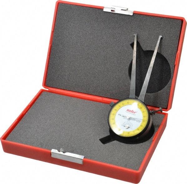 Value Collection - 3/8 to 1-3/8" Black Oxide & Chrome Plated Inside Dial Caliper Gage - 0.001" Graduation, 0.038mm Accuracy, 3-1/4" Leg Length, Ball Contact Points - Apex Tool & Supply