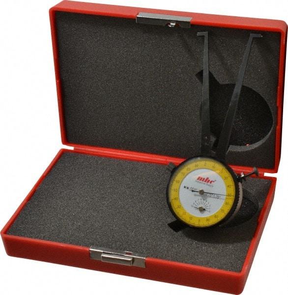 Value Collection - 3/4 to 1-3/4" Black Oxide & Chrome Plated Inside Dial Caliper Gage - 0.001" Graduation, 0.038mm Accuracy, 3-1/4" Leg Length, Ball Contact Points - Apex Tool & Supply