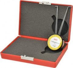 Value Collection - 1-1/8 to 2-1/8" Black Oxide & Chrome Plated Inside Dial Caliper Gage - 0.001" Graduation, 0.038mm Accuracy, 3-1/4" Leg Length, Ball Contact Points - Apex Tool & Supply