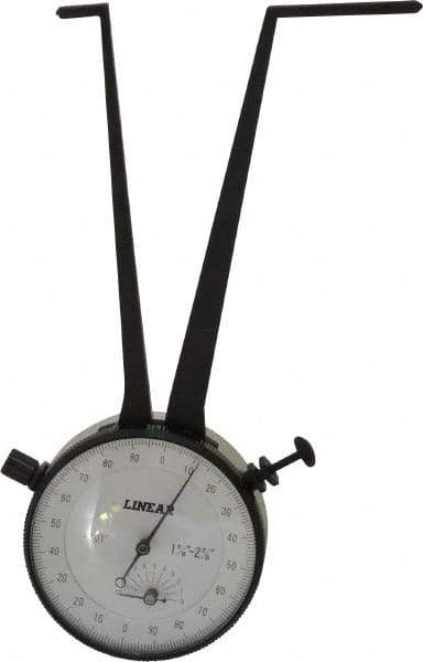 Value Collection - 1-7/8 to 2-7/8" Black Oxide & Chrome Plated Inside Dial Caliper Gage - 0.001" Graduation, 0.038mm Accuracy, 3-1/4" Leg Length, Ball Contact Points - Apex Tool & Supply