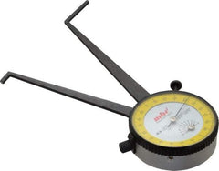 Value Collection - 2-7/8 to 3-7/8" Black Oxide & Chrome Plated Inside Dial Caliper Gage - 0.001" Graduation, 0.038mm Accuracy, 3-1/4" Leg Length, Ball Contact Points - Apex Tool & Supply
