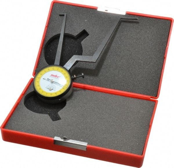 Value Collection - 3-1/4 to 4-1/4" Black Oxide & Chrome Plated Inside Dial Caliper Gage - 0.001" Graduation, 0.038mm Accuracy, 3-1/4" Leg Length, Ball Contact Points - Apex Tool & Supply