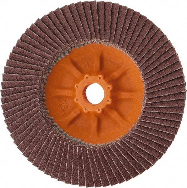 WALTER Surface Technologies - 60 Grit, 4-1/2" Disc Diam, 5/8-11 Center Hole, Zirconia Alumina Flap Disc - 13,300 Max RPM, Plastic Backing, Arbor Attaching System, Coated - Apex Tool & Supply