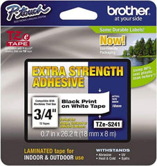 Brother - 3/4" Wide x 314.4" Long, White Plastic/Paper Tape Cassette - For Label Maker - Apex Tool & Supply