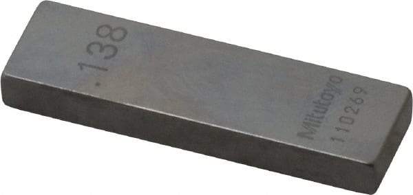 Mitutoyo - 0.138" Rectangular Steel Gage Block - Accuracy Grade AS-1, Includes Certificate of Inspection - Apex Tool & Supply