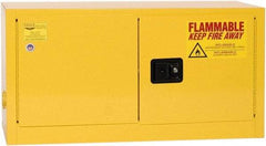 Eagle - 2 Door, Yellow Steel Stackable Safety Cabinet for Flammable and Combustible Liquids - 22-1/4" High x 43" Wide x 18" Deep, Manual Closing Door, 3 Point Key Lock, 15 Gal Capacity - Apex Tool & Supply