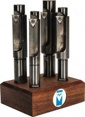 APT - 4 Piece, 3/8 to 5/8" Diam, Solid Pilot, TPGH 215 Insert Indexable Counterbore Set - 13/32, 15/32, 17/32, 21/32" Pilot Diam, 1/2, 5/8 Shank Diam, Straight Shank - Apex Tool & Supply