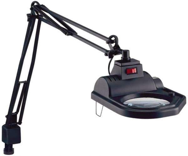 Electrix - 45 Inch, Spring Suspension, Clamp on, Halogen, Black, Magnifying Task Light - 100 Watt, 1.75x Magnification, 5 Inch Wide - Apex Tool & Supply