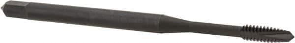 OSG - #4-40 UNC, 2 Flute, Oxide Finish, Vanadium High Speed Steel Spiral Point Tap - Plug Chamfer, Right Hand Thread, 56mm OAL, 9/16" Thread Length, 0.141" Shank Diam, 2B Class of Fit, Series 250 - Exact Industrial Supply
