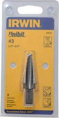 Irwin - 9 Hole Sizes, 1/4 to 3/4" Hole Diam High Speed Steel Speedpoint Step Drill Bit - Apex Tool & Supply