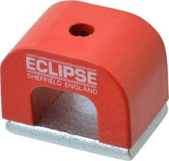 Eclipse - 1 Hole, 0.1969" Hole Diam, 51/64" Overall Width, 1-3/16" Deep, 51/64" High, 9.5 Lb Average Pull Force, Alnico Power Magnets - 7.5mm Pole Width, 550°C Max Operating Temp, Grade 5 Alnico - Apex Tool & Supply