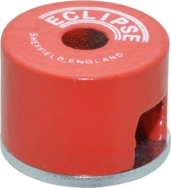 Eclipse - 3/4" Diam, 3/16" Hole Diam, 1.9 kg Max Pull Force Alnico Button Magnet - 1/2" High, 11/32" Gap Width, Grade 5 Alnico - Apex Tool & Supply
