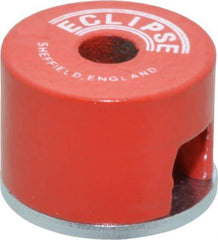 Eclipse - 3/4" Diam, 3/16" Hole Diam, 1.9 kg Max Pull Force Alnico Button Magnet - 1/2" High, 11/32" Gap Width, Grade 5 Alnico - Apex Tool & Supply