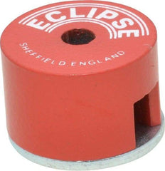 Eclipse - 1" Diam, 3/16" Hole Diam, 3.4 kg Max Pull Force Alnico Button Magnet - 5/8" High, 11/32" Gap Width, Grade 5 Alnico - Apex Tool & Supply