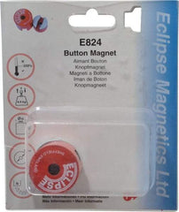 Eclipse - 1-1/4" Diam, 9/32" Hole Diam, 4.8 kg Max Pull Force Alnico Button Magnet - 1" High, 1/2" Gap Width, Grade 5 Alnico - Apex Tool & Supply