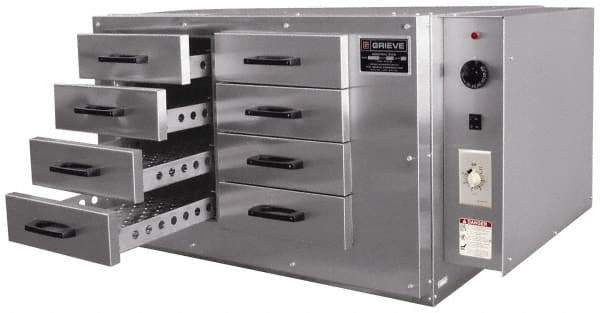 Grieve - 1 Phase, 11-3/4 Inch Inside Width x 25 Inch Inside Depth x 2 Inch Inside Height, 350°F Max, Portable Heat Treating Bench Oven with Drawers - 220 Max Volts, 41 Inch Outside Width x 30 Inch Outside Depth x 23 Inch Outside Height - Apex Tool & Supply