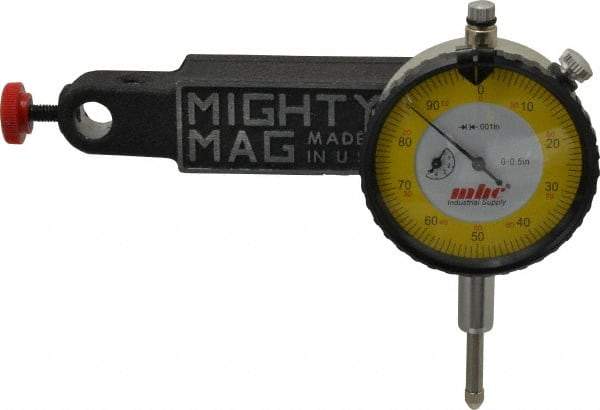 Value Collection - 0.001" Graduation, 0-100 Dial Reading, Dial Indicator & Base Kit - 4-1/2" Base Length x 1" Base Width x 1-1/4" Base Height, 2.2" Dial Diam - Apex Tool & Supply