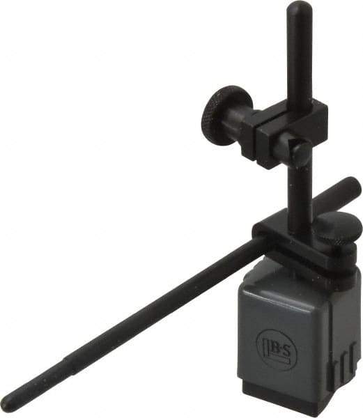 TESA Brown & Sharpe - 1-1/4" Long x 1-1/4" Wide x 1-3/4" High Magnetic Indicator Base with Holders - 4-1/2" Rod Length, Post Arm (Fixed Upright) - Apex Tool & Supply