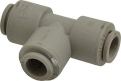 Parker - 3/8" Outside Diam, Acetal Push-to-Connect Tube Union Tee - 300 Max psi, Tan - Apex Tool & Supply