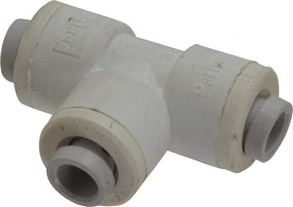 Parker - 1/4" Outside Diam, Polypropylene Push-to-Connect Tube Union Tee - 150 Max psi, Tan - Apex Tool & Supply