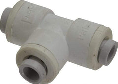 Parker - 1/4" Outside Diam, Polypropylene Push-to-Connect Tube Union Tee - 150 Max psi, Tan - Apex Tool & Supply