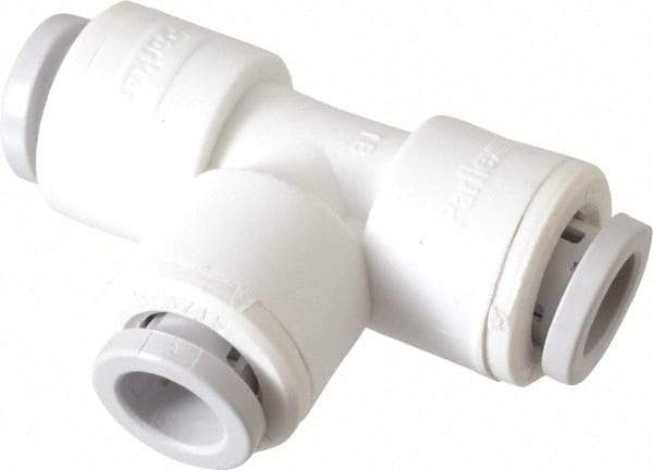 Parker - 3/8" Outside Diam, Polypropylene Push-to-Connect Tube Union Tee - 150 Max psi, Tan - Apex Tool & Supply