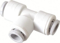 Parker - 3/8" Outside Diam, Polypropylene Push-to-Connect Tube Union Tee - 150 Max psi, Tan - Apex Tool & Supply