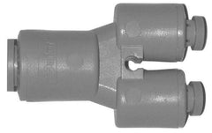 Parker - 3/8 x 5/16" Outside Diam, Acetal Push-to-Connect Tube Union Y - 300 Max psi, Tan - Apex Tool & Supply