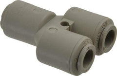 Parker - 3/8" Outside Diam, Acetal Push-to-Connect Tube Union Y - 300 Max psi, Tan - Apex Tool & Supply