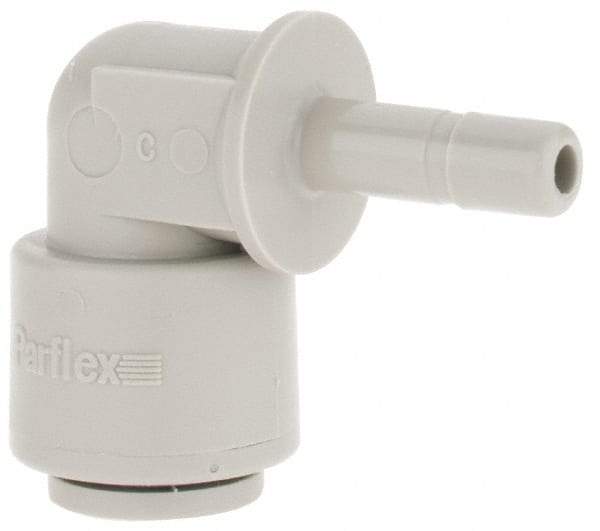 Parker - 3/8" Outside Diam, Acetal Push-to-Connect Tube Plug-In Elbow - 300 Max psi, 1/4" Stem Diam, Tan - Apex Tool & Supply